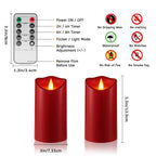 Outdoor Flameless Candles, Patented 3D Dual-LED, Set of 2 Slanted Plastic Pillars with Remote, Waterproof Non-Melting Battery Operated Decor for Bathroom Bedroom Gift, Black (D3 x H6)