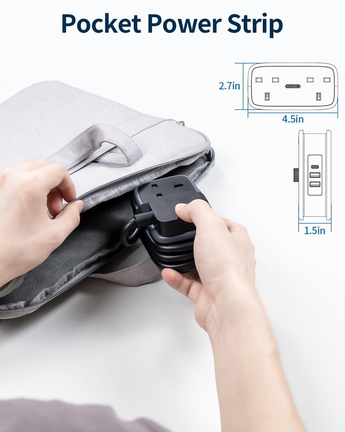 NTONPOWER UK to European Plug Adapter with 1.2M Extension Cable，2 Way Travel Extension Lead with 3 USB(2A+1C) Compact Travel Adapter for Germany France Spain Turkey Greece Iceland etc(Type E/F)