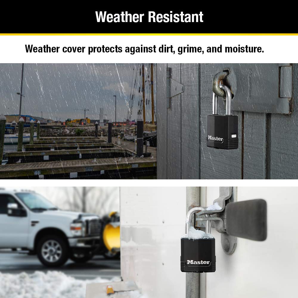 Master Lock Magnum Outdoor Padlock, Heavy Duty Keyed Lock M115XDLF, Black