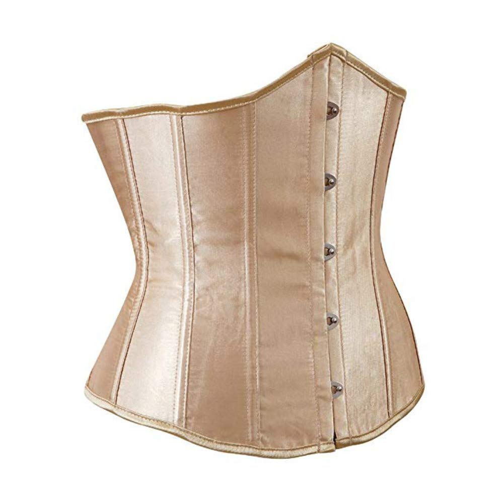 Kelvry Women's Satin Waist Cincher Lace up Boned Bustier Underbust Corset