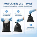 200 x ALIA Extra Large Adult Nappy Sacks | Black | Easy-Tie Handles |
