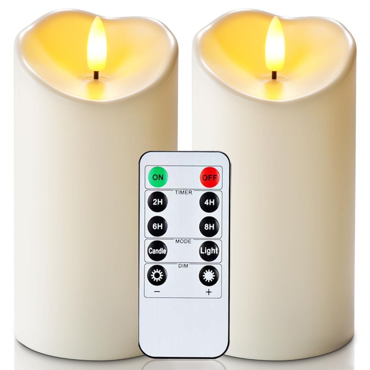 Homemory Orange Drip Real Wax Flameless Candles with Remote Timer, Set of 3