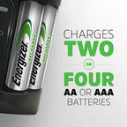 Energizer Recharge Pro Battery Charger + 4 AA Batteries Included 2000 mAh
