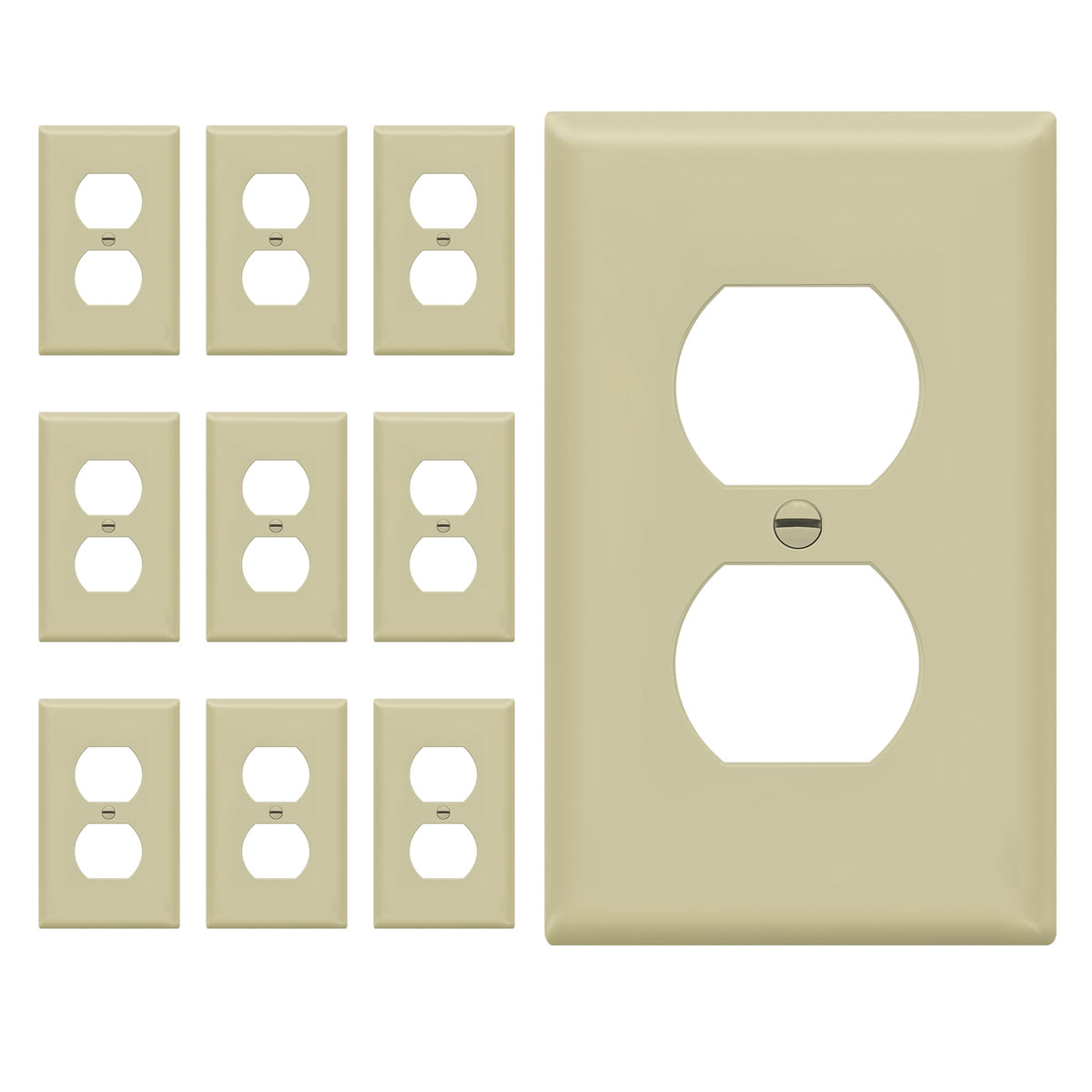 ENERLITES 10 Pack Outlet Covers Wall Plate for Duplex Receptacle, White