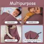 Aolso Breastfeeding Cover Nursing Cover, Muslin Cotton Soft Breathable Nursing Cover, Adjustable Strap Breast Feeding Coverall for Car Seat Blanket and Stroller Coverall (White-Bear)