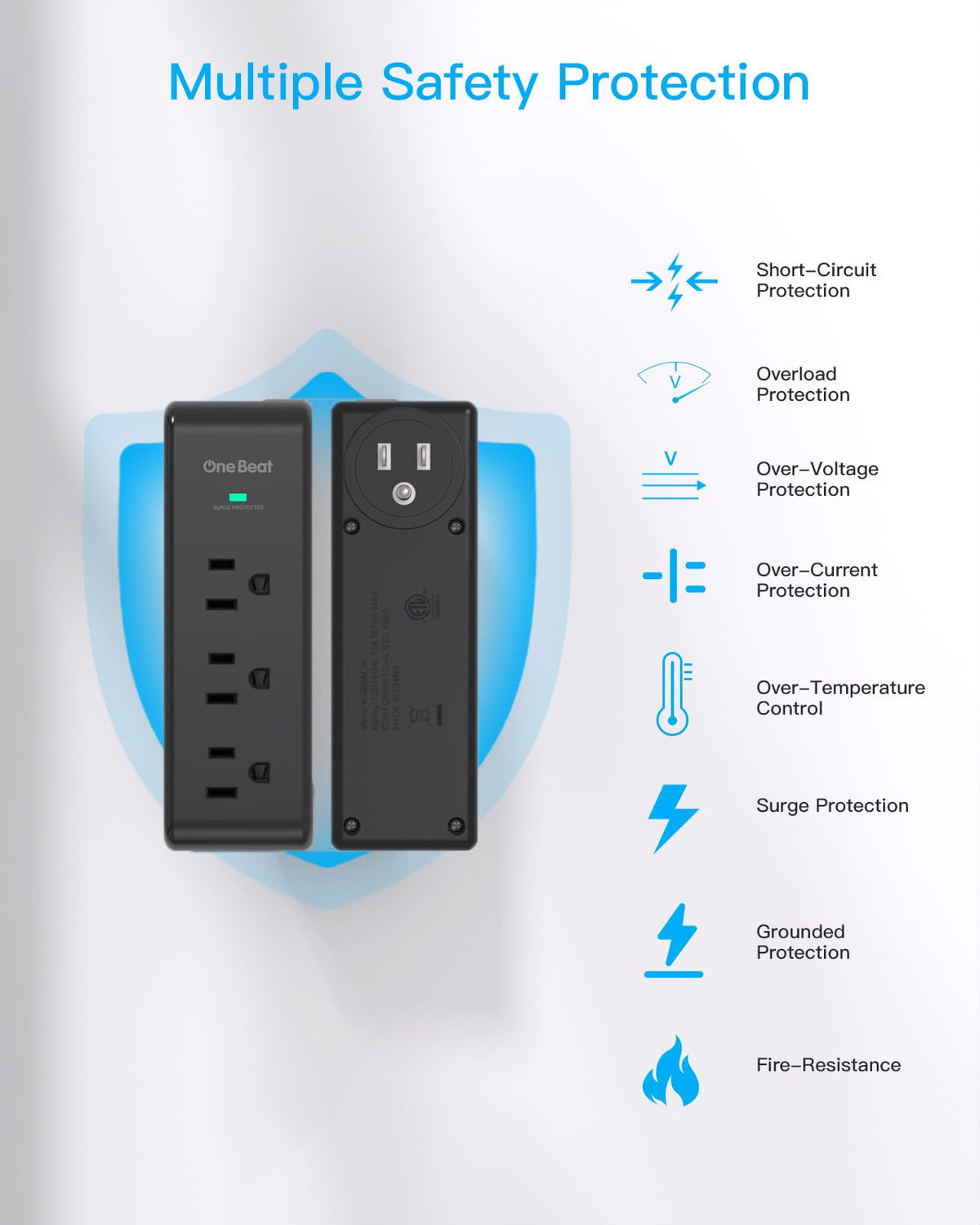 Surge Protector Outlet Extender with Rotating Plug, Multi Plug Wall Outlet