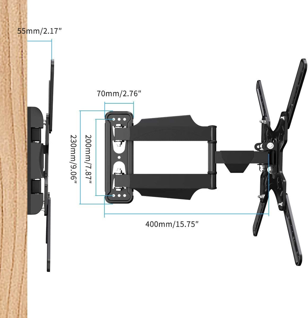 Suptek Full Motion TV Wall Mount Bracket for Most 13-30 inch TVs and Monitors, Flat and Curved TVs up to 28lbs, Tilt Swivel and 16.9 inch Extension, Max VESA 100x100mm, Black, MA2776