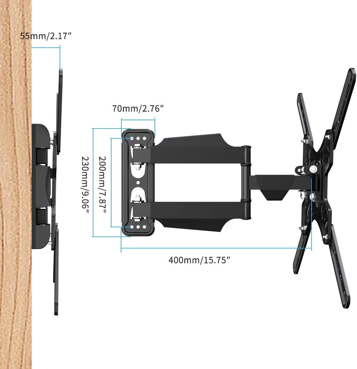 Suptek Full Motion TV Wall Mount Bracket for Most 13-30 inch TVs and Monitors, Flat and Curved TVs up to 28lbs, Tilt Swivel and 16.9 inch Extension, Max VESA 100x100mm, Black, MA2776