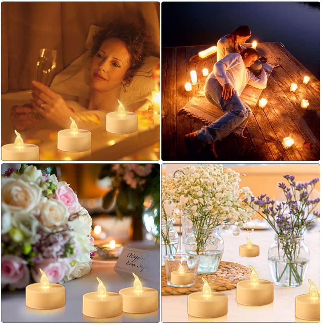 Battery Operated LED Tea Lights Flameless Flickering Candles 50PACK Blue