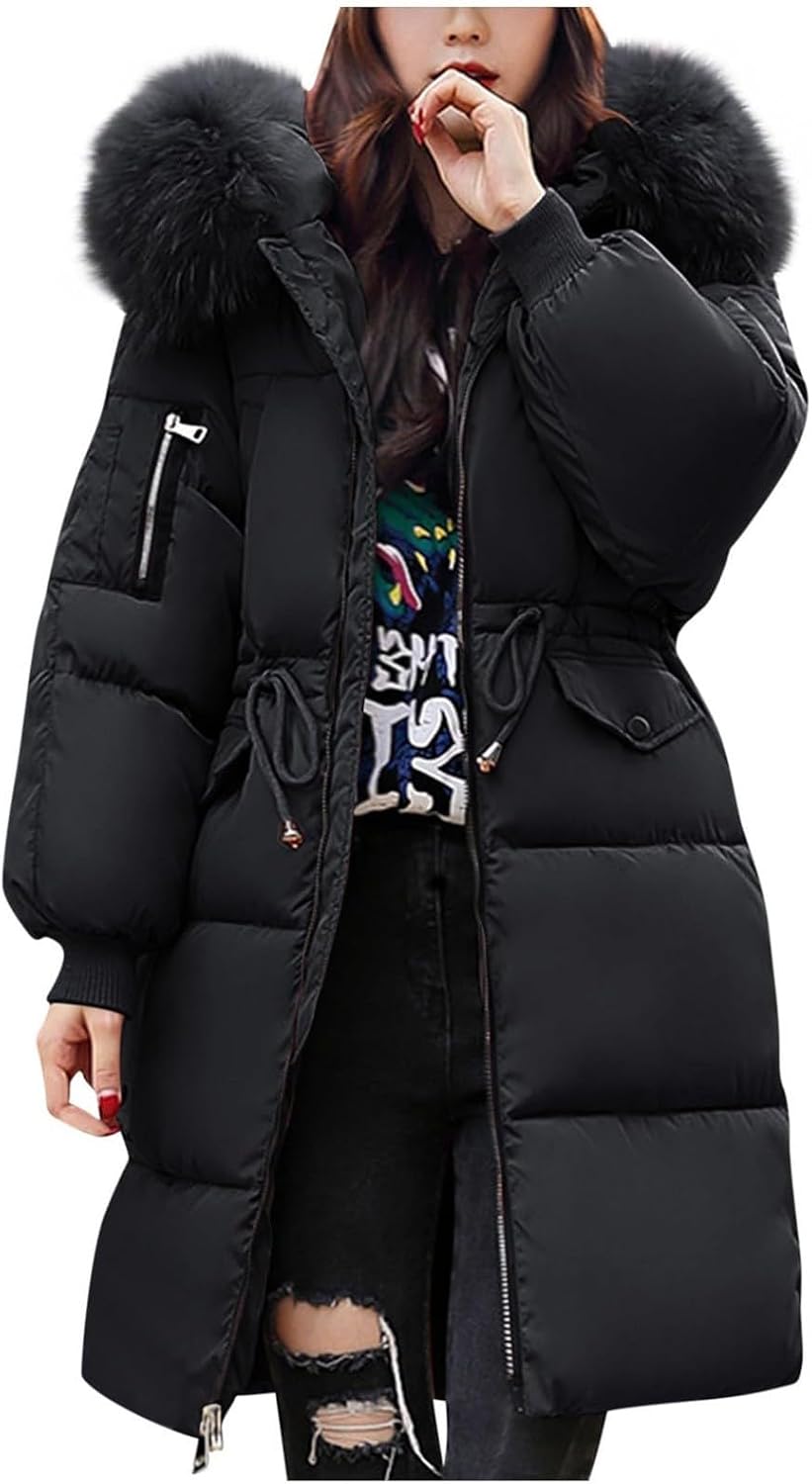 Winter Coats for Women Uk Fleece Jacket Womens Warm Outwear Windproof Plus Size Ladies Trench Coat Baggy Fleece Lined Quilted Puffer Jackets with Hood for Cold Weather