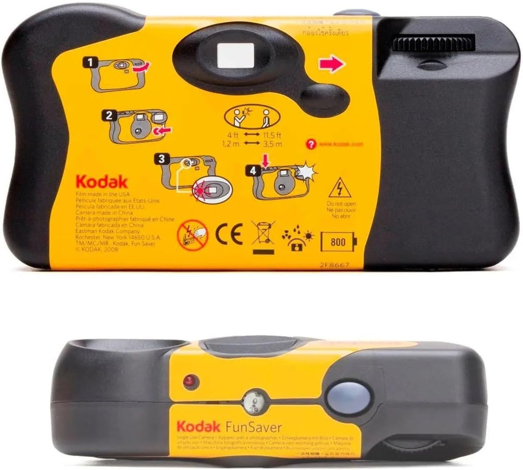Kodak Fun Saver Disposable Camera with Flash – 27 Exposures, 35mm Film, Ready to Use, Ideal for Indoor and Outdoor Photography, Holidays and