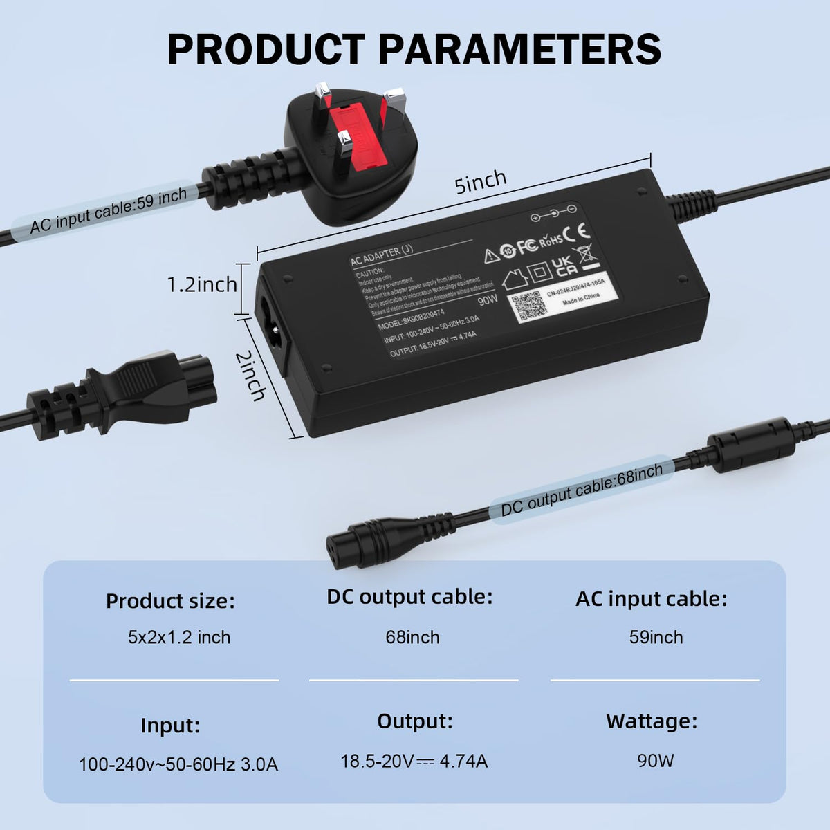 65W Laptop Charger Compatible with Microsoft Surface Pro Laptop Book Go