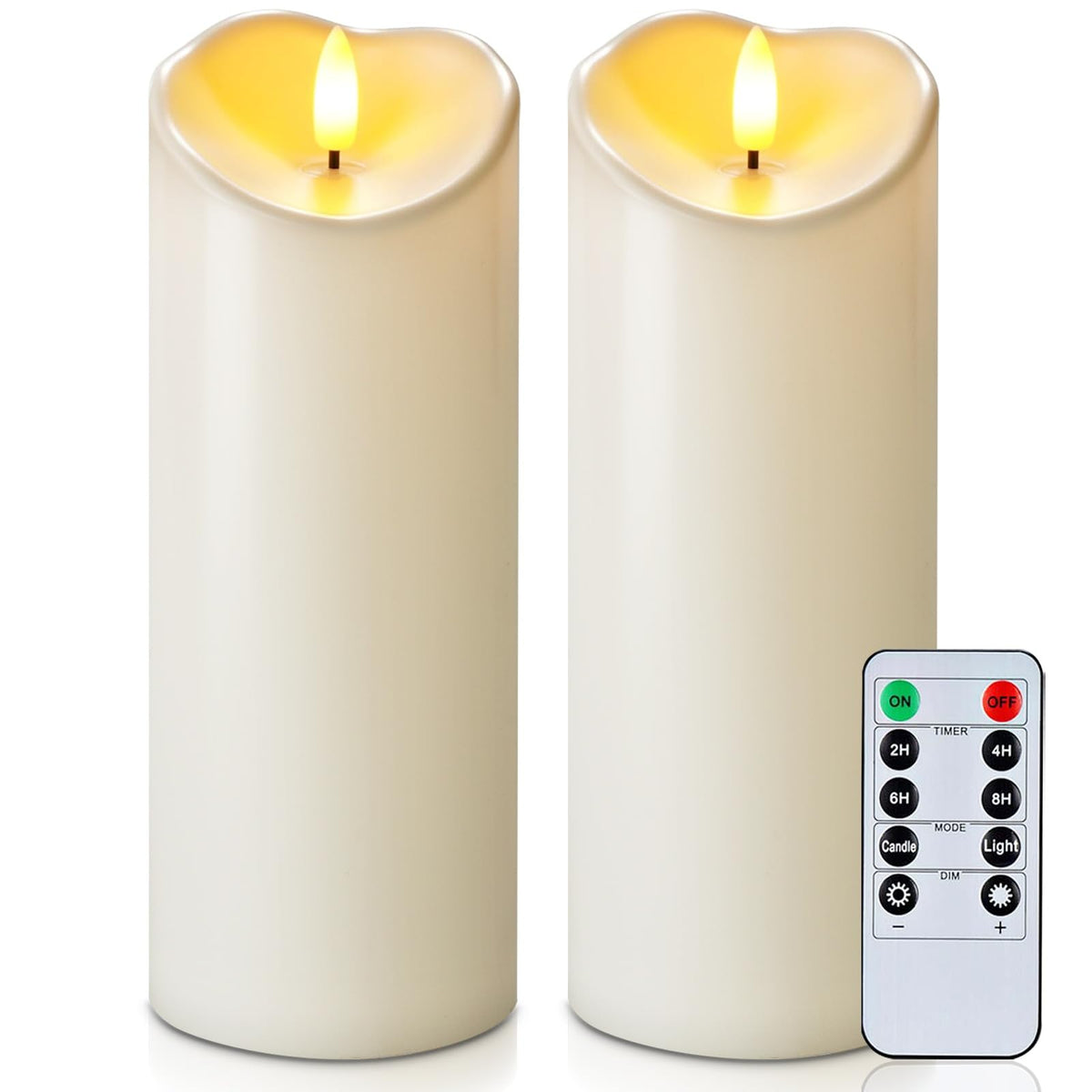 Homemory Orange Drip Real Wax Flameless Candles with Remote Timer, Set of 3
