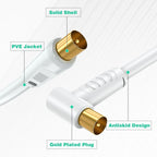 Ancable TV Aerial Cable with Coaxial Adapter 1M White TV Ariel Lead