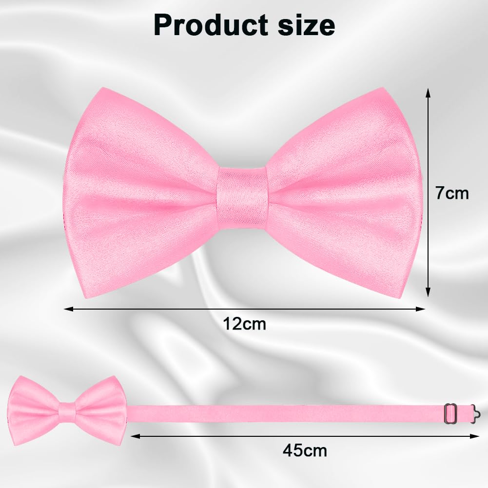 URAQT Men Pre-Tied Solid Satin Bow Tie, Adjustable Formal Bowtie