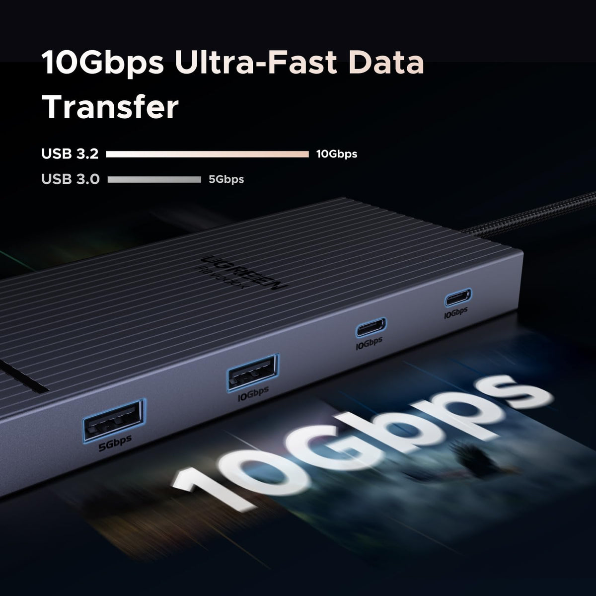 UGREEN Laptop Docking Station Dual Monitor, Dual 4K@60Hz 7-in-1 USB C Hub