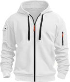 Mens Hoodie Long Sleeve Pullover Zipped with Drawstring Hood and Pocket Cuffed Shirts Hoody Fleece Slim Fit Casual Winter Oversized Hooded Sweatshirts Jacket Streetwear