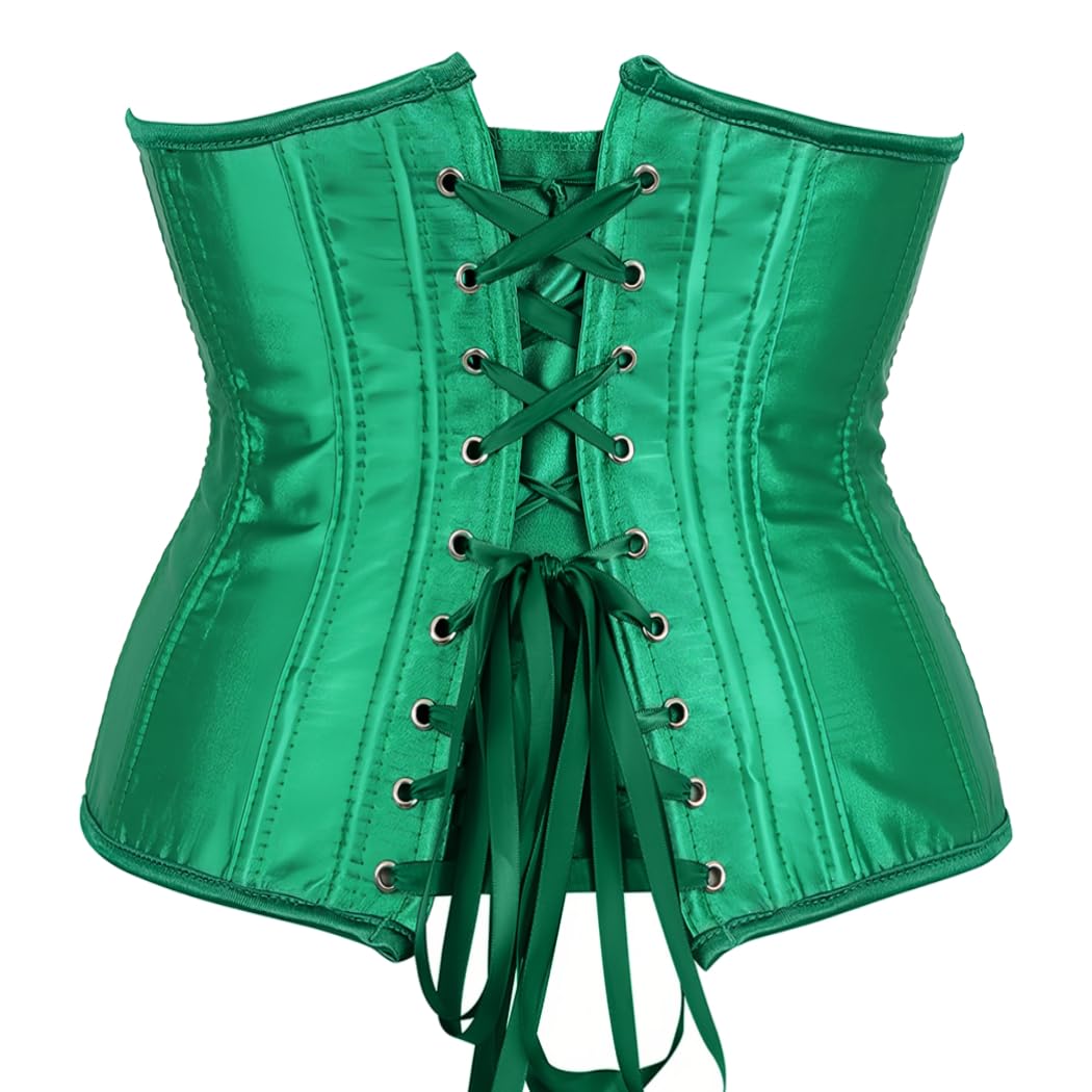 Kelvry Women's Satin Waist Cincher Lace up Boned Bustier Underbust Corset