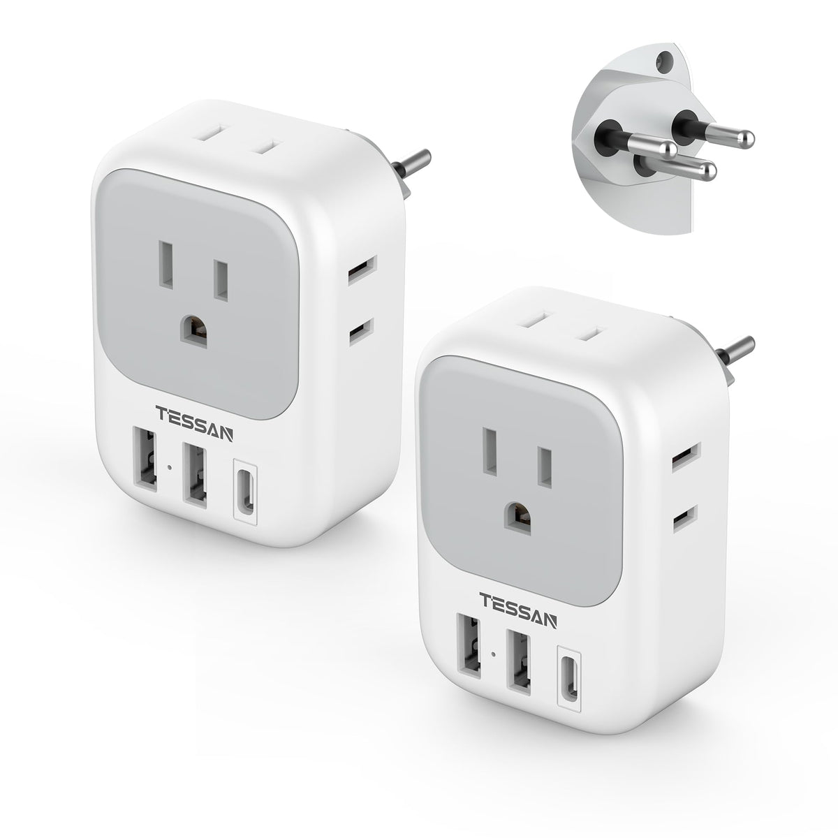 TESSAN European Travel Plug Adapter 2 Pack, Type C Plug