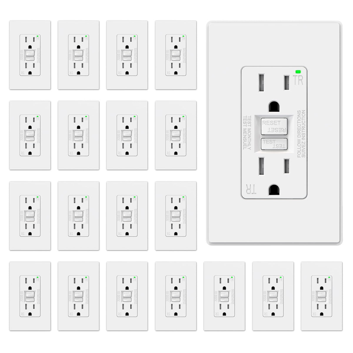 ELEGRP GFCI Outlet 20 Amp, Self-Test GFI Electrical Outlet with Thinner Design, TR Tamper Resistant GFCI Receptacle, Ground Fault Circuit Interrupters with Wall Plate, UL Listed, Light Almond, 1 Pack