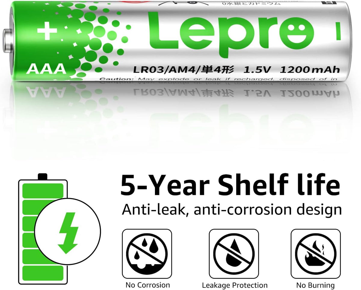 Lepro AAA Alkaline Batteries 12 Pack, 1200mAh Triple A Battery Long Lasting