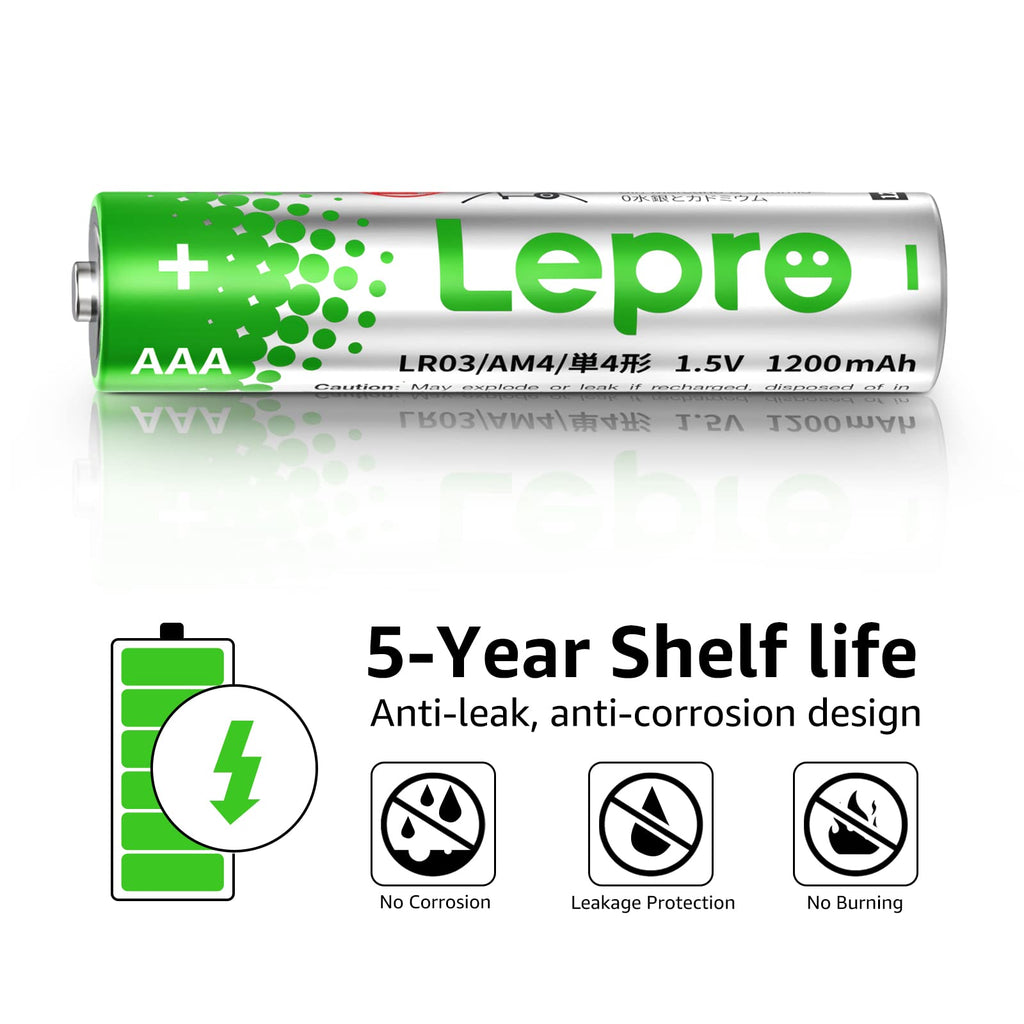 Lepro AAA Alkaline Batteries 12 Pack, 1200mAh Triple A Battery Long Lasting