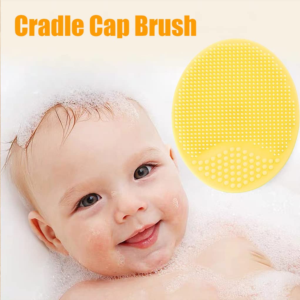 Baby Bath Brush, Baby Cradle Cap Brush, Silicone Massage Brush, Silicone Scrubbers Exfoliator Brush, Baby Skin Scrubbers Essential for Dry Skin, Cradle Cap and Eczema 2 Pack (Small-Blue&Green)