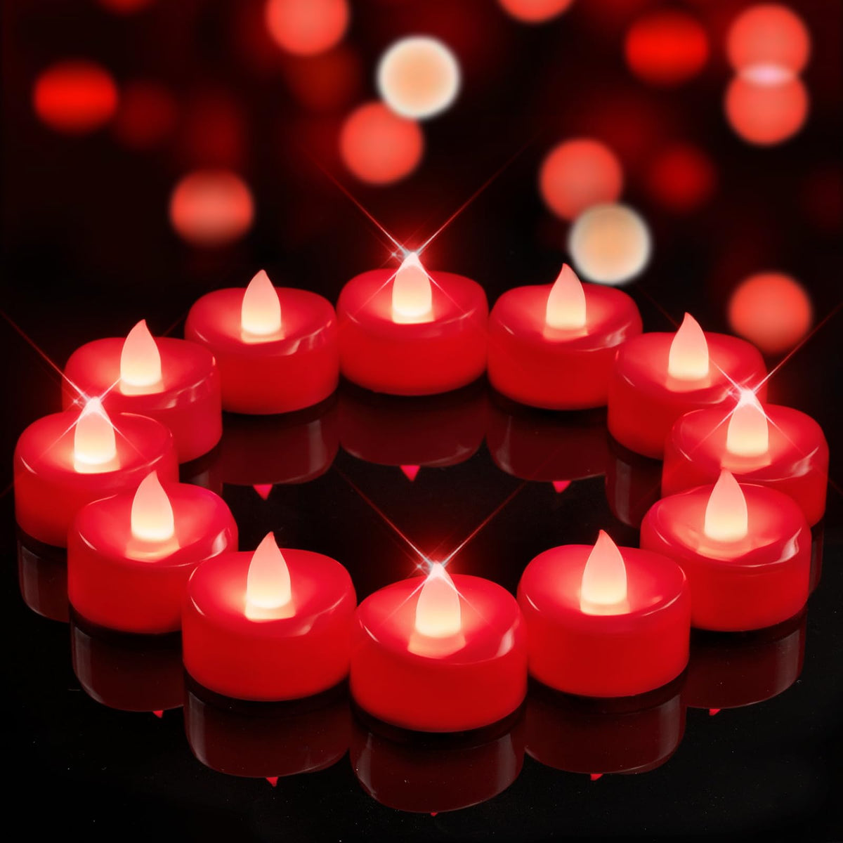 merrynights Flameless Candles, 24 Pack LED Tea Lights Candles Battery Operated, Last 200+ Hrs Flickering Tea Lights, Flameless Tealight Candles for Halloween Diwali Fall Christmas Wedding