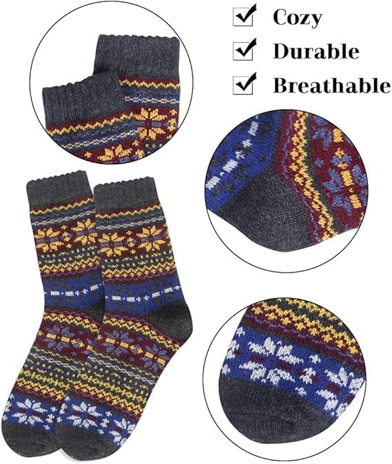 Ladies Socks Wool Thermal Fluffy Gifts For Women 5 Pairs