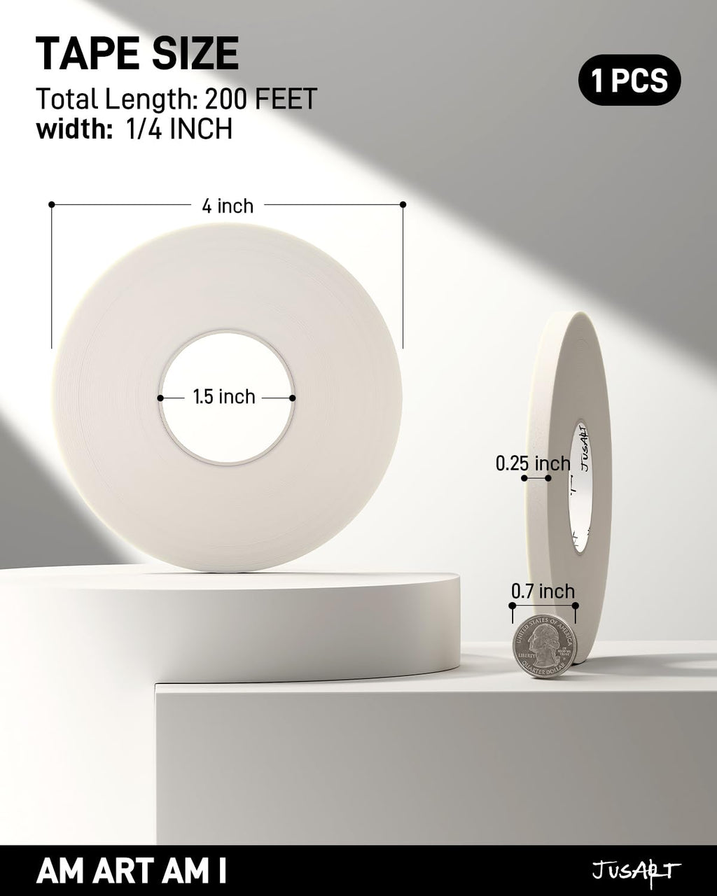 JusArt Artist Tape for Watercolor Paper, 1/2 inch Wide 200FT Long