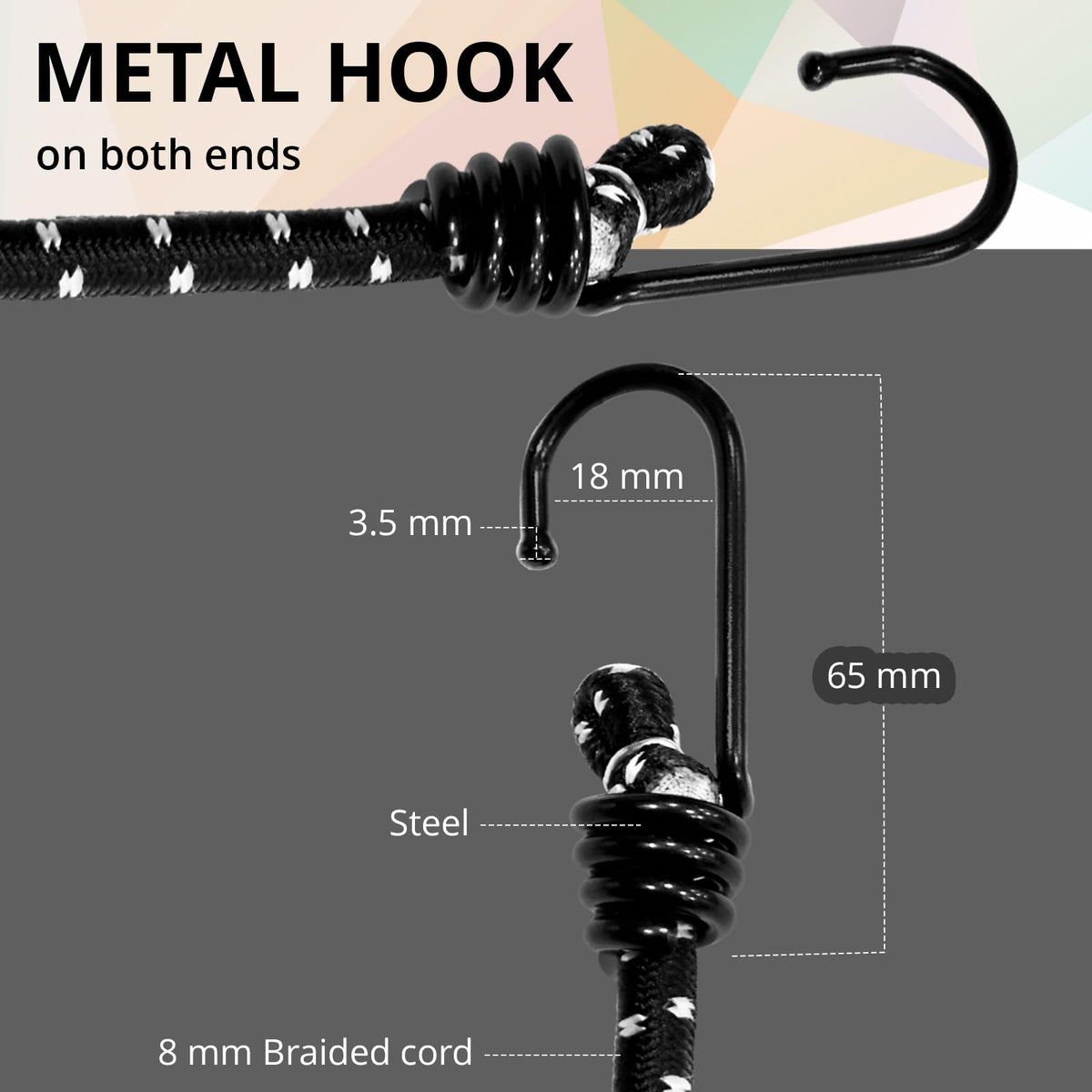 ANSIO Bungee Cords with Hooks, UV-Resistant Bungee Straps, 12 Pack Assorted