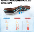 VALSOLE Thick Warm Wool Insoles for Men Women,Orthotic Insole,Arch SupportFor Insole,Plantar FasciitisInsole,for OverPronation,Flat Feet,Metatarsalgia,Heel Pain,Fleece Thermal Insoles(4-23cm,Brown)