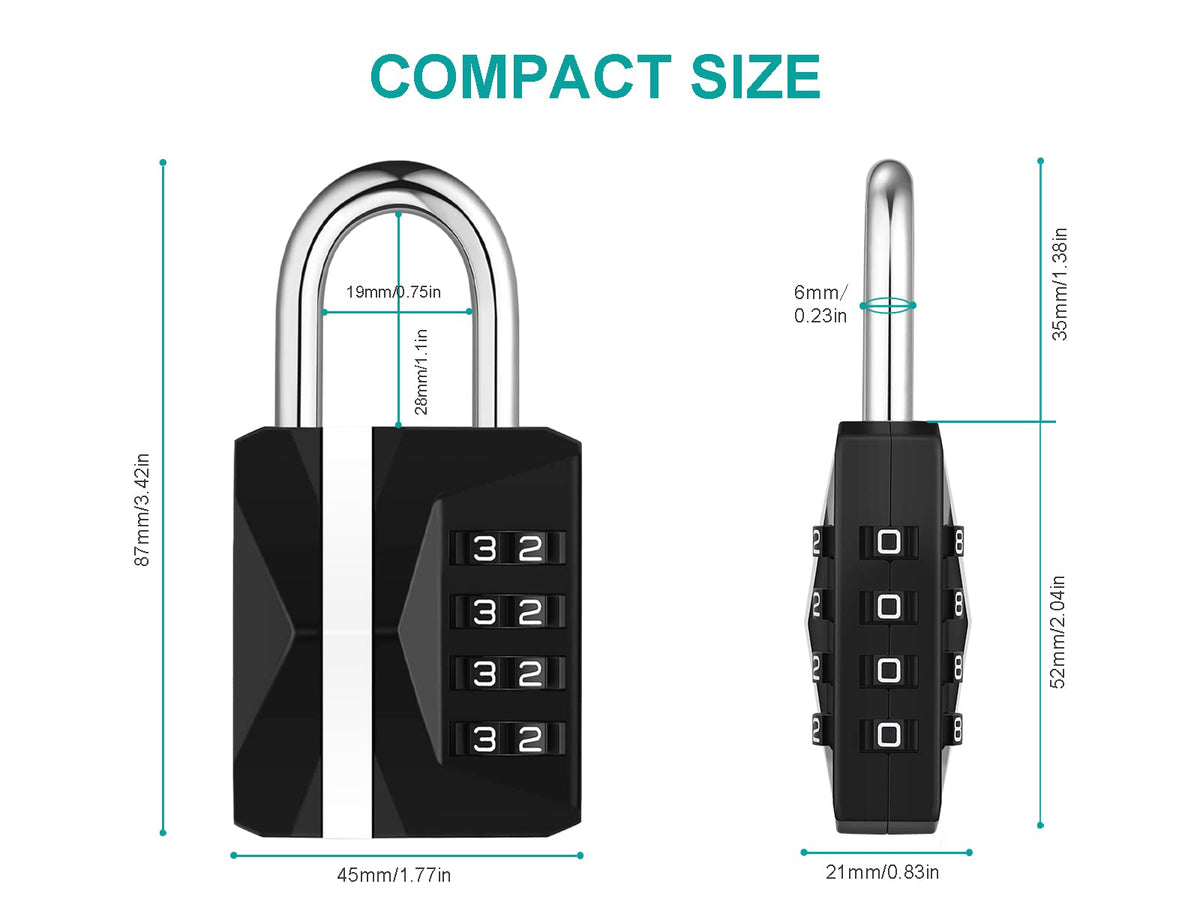 ZHEGE Combination Padlock, 4 Digit Combination Locker Padlock (Red)