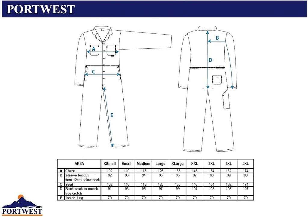 Portwest Euro Work Men's Polycotton Men's Polycotton Coverall