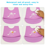 Vicloon Silicone Baby Bib, Baby Weaning Bibs, Waterproof Baby Feeding Bibs Adjustable with Wide Food Catcher Pocket Unisex Toddler Bibs