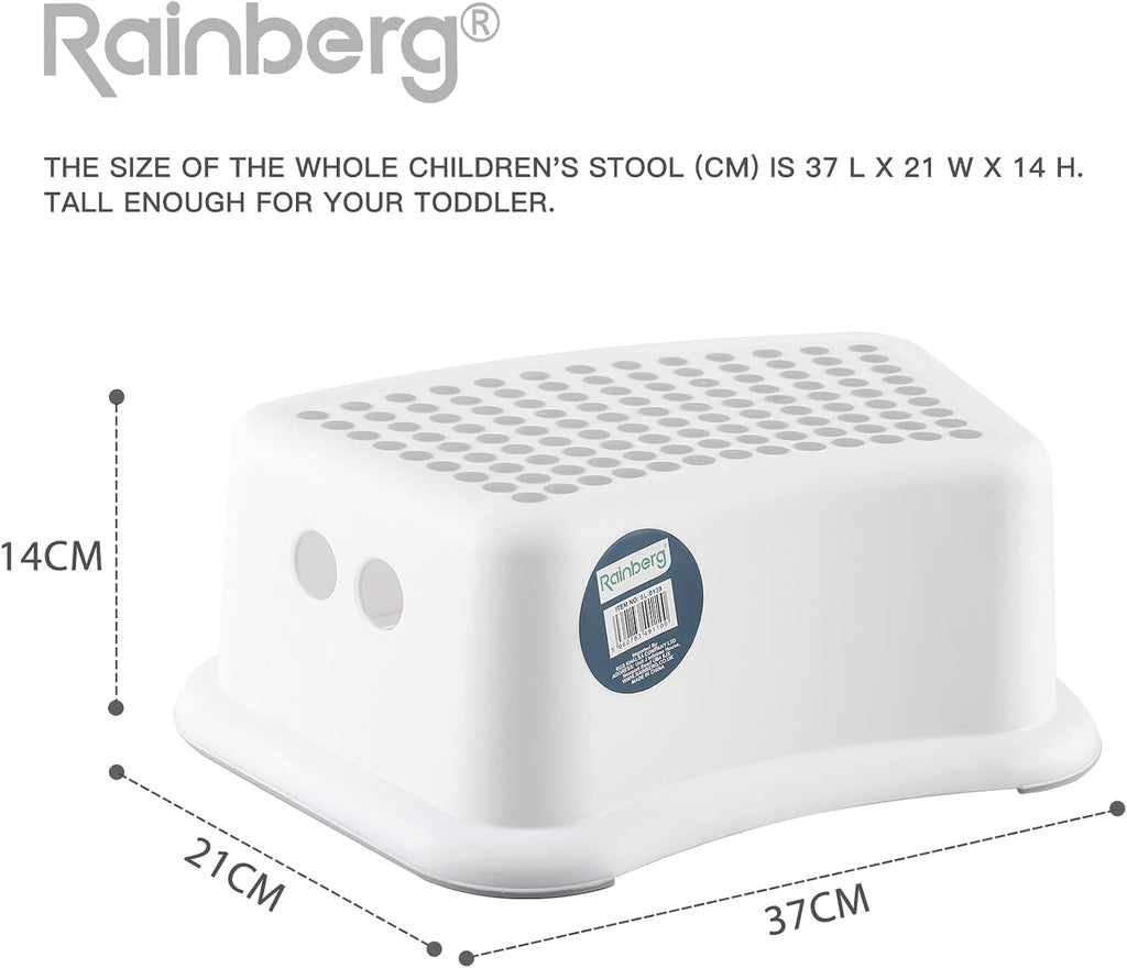 Rainberg Step Stool for Kids, Sturdy Double Step Stool for Toddlers, Anti-Slip Stool, Toddler's Stool for Potty Training and Use in the Kitchen and Bathroom Easy to Clean and Portable (Grey, 1)