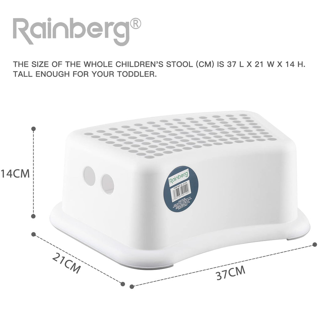 Rainberg Step Stool for Kids, Sturdy Double Step Stool for Toddlers, Anti-Slip Stool, Toddler's Stool for Potty Training and Use in the Kitchen and Bathroom Easy to Clean and Portable (Grey, 1)