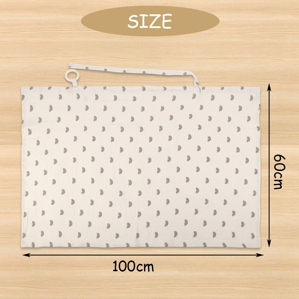 Aolso Breastfeeding Cover Nursing Cover, Muslin Cotton Soft Breathable Nursing Cover, Adjustable Strap Breast Feeding Coverall for Car Seat Blanket and Stroller Coverall (White-Bear)