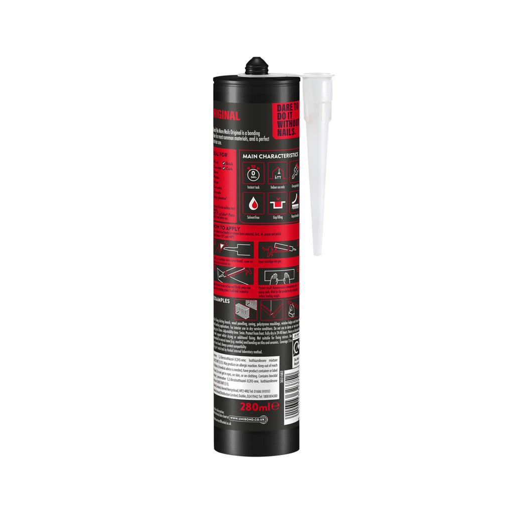 UniBond No More Nails Original, Construction Adhesive, White, 1 x 280 g