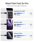 LISEN USB C to USB C Cable Charger 60W 4-Pack [0.5/1/2/2M] USBC to USBC