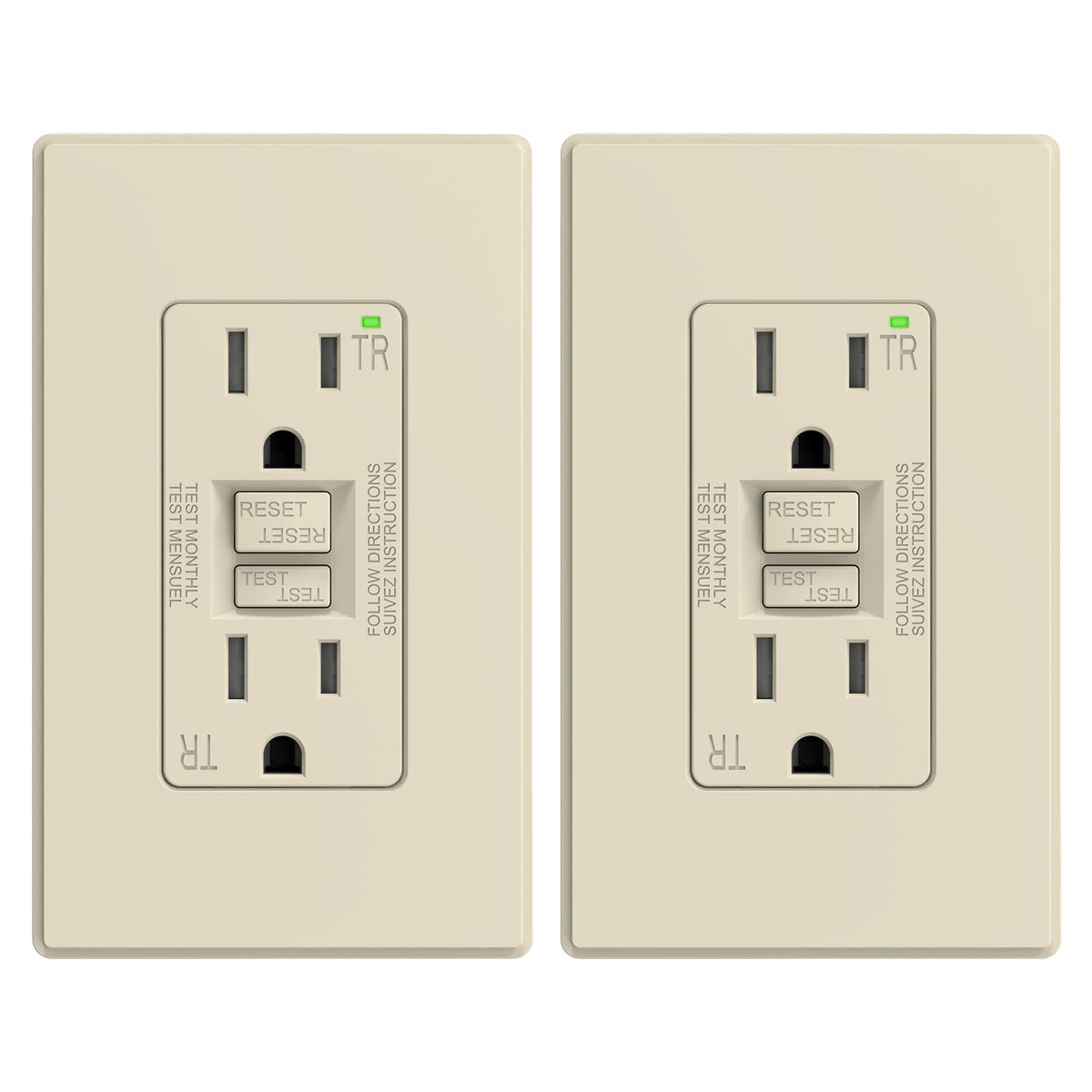 ELEGRP GFCI Outlet 20 Amp, Self-Test GFI Electrical Outlet with Thinner Design, TR Tamper Resistant GFCI Receptacle, Ground Fault Circuit Interrupters with Wall Plate, UL Listed, Light Almond, 1 Pack