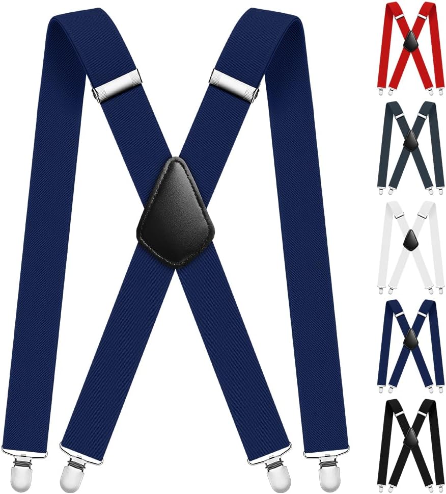 Aomig Mens Braces, Mens Suspenders with Strong Metal Clips, 3.5cm Wide Heavy Duty Suspenders for Men Women Business Wedding Casual