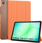 CoBak Case for Samsung Galaxy Tab A11+ Plus 11 Inch 2025/A9+ Plus 2023 - PU Leather Smart Cover with Auto Sleep/Wake for Tab A11+, Translucent Hard Shell, Multi-Viewing Angles, Orange