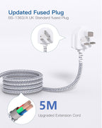Extension Lead with USB Slots, 6 Way Outlets 5 USB (5A, 3 USB- C Port),1.6M