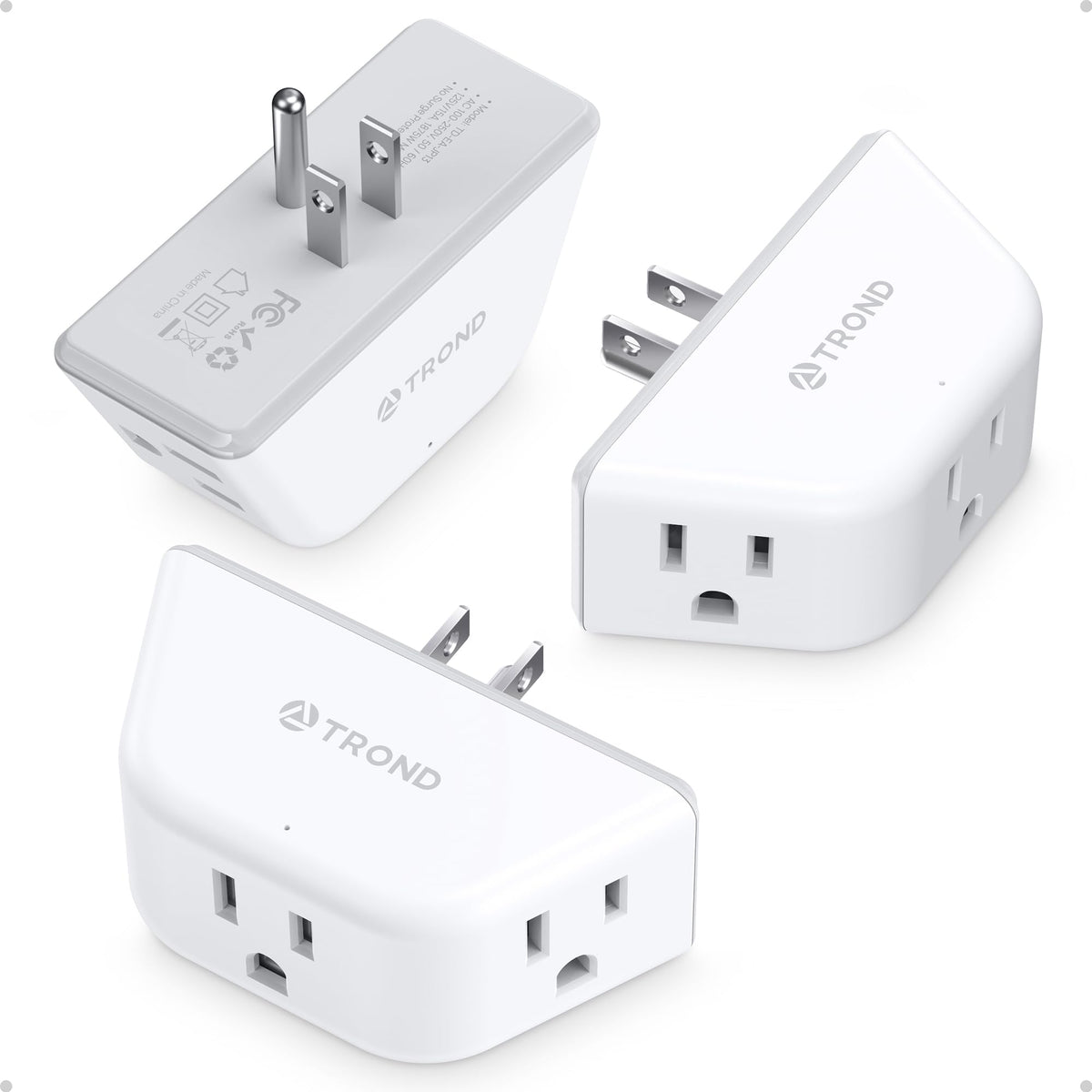 TROND Multi Plug Outlet Extender with USB, 2 Pack Plug Splitter