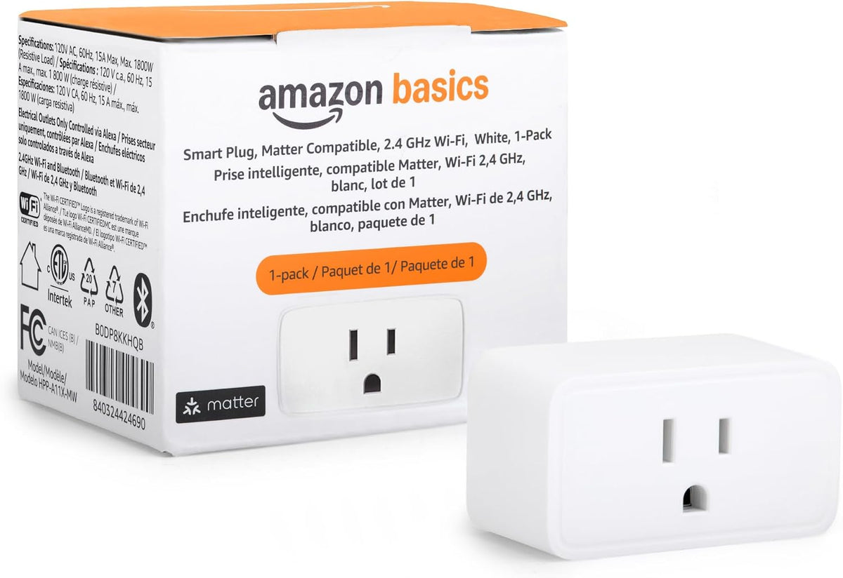 Amazon Basics Smart Plug, Works with Alexa Only, Voice Control, Remote APP Control, Schedule, Compact Design, Versatile, 2.4 GHz Wi-Fi, No Hub Required, 4-Pack, White