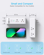 Surge Protector Outlet Extender with Rotating Plug, Multi Plug Wall Outlet