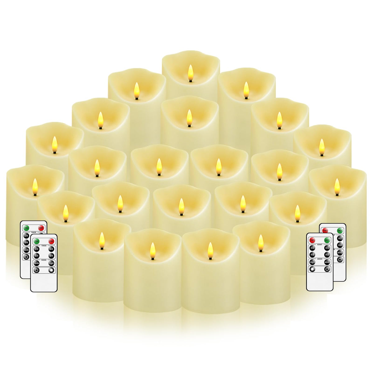 Nimiko Flameless Candles with Remote, Battery Operated Flickering Flameless Candles, LED Candles with Timer 2/4/6/8H, with Realistic LED Candles Set of 12 (D2.2 x H 5" 6" 7") (Black)