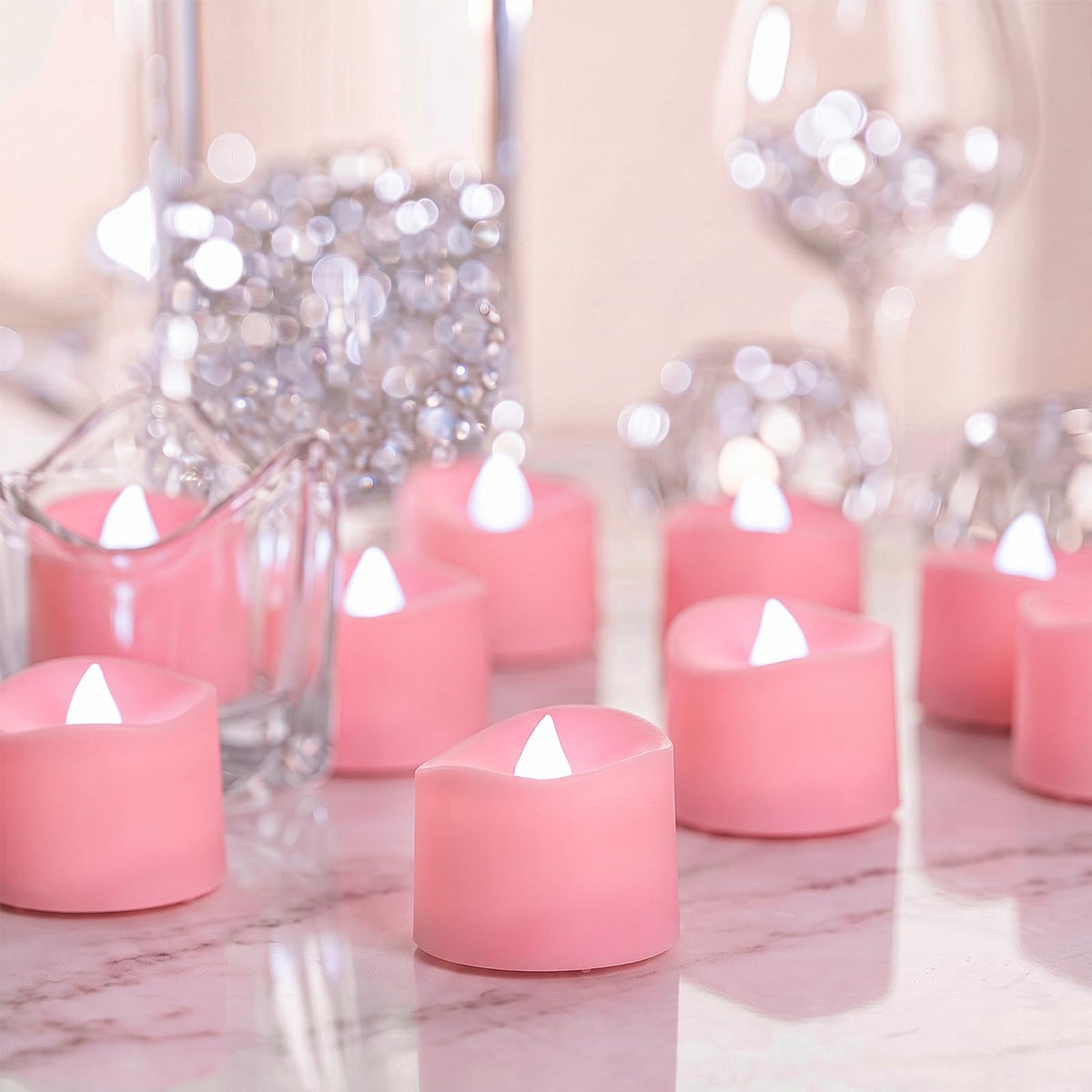Homemory 24-Pack Flameless Tea Lights Candles Battery Operated, 200+ Hours