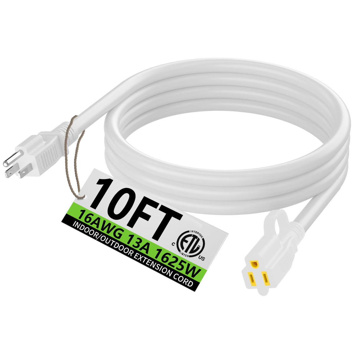 HUANCHAIN Indoor Black Extension Cord 3 FT Waterproof 16/3 Gauge